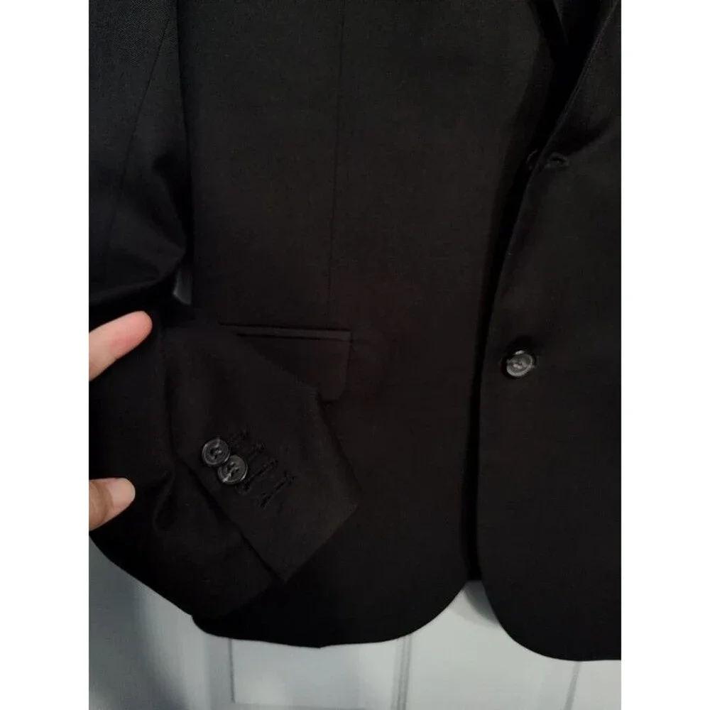 HM H&M mens slim fit 38R two button black blazer suit jacket tailored like new